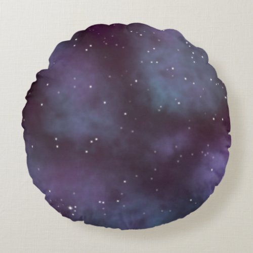 Mystical Dusty Violet Galaxy Round Pillow