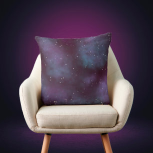 Mystical Dusty Violet Galaxy Throw Pillow