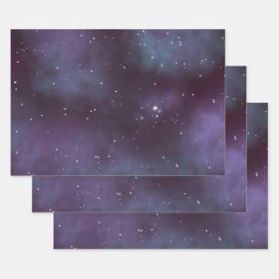 Mystical Dusty Violet Galaxy Wrapping Paper Sheets