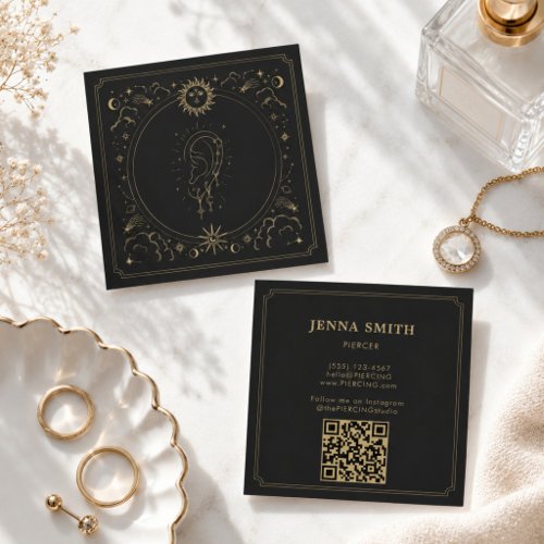 Mystical Ear Piercing Celestial Jewelry Square Business Card