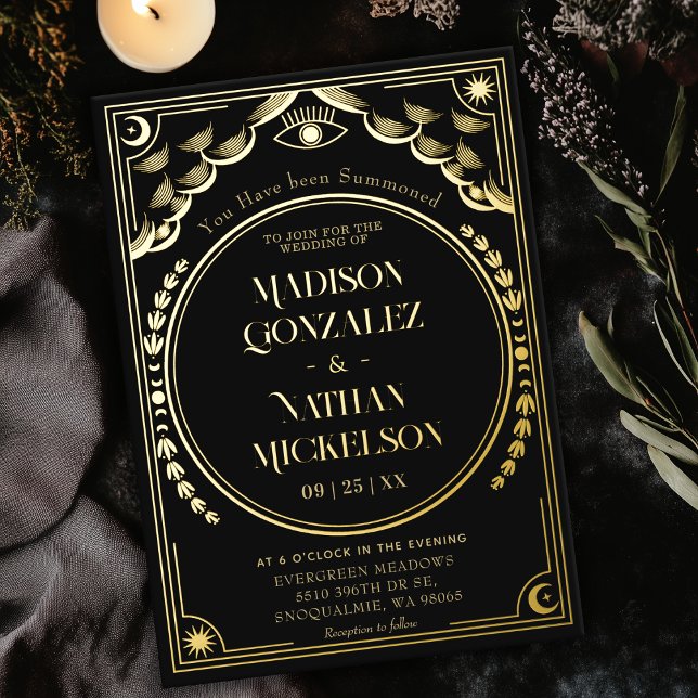 Mystical Elegant Gold Tarot Gothic Wedding Foil Invitation (Creator Uploaded)