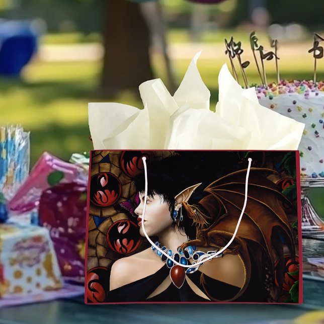 Mystical Elf Dragon Companion Butterfly Fantasy Large Gift Bag (Creator Uploaded)
