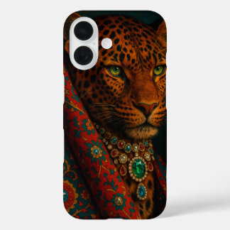 Mystical Emerald Jaguar Portrait with Embellished  iPhone 16 Case