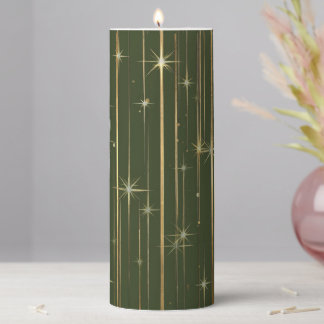 Mystical Emerald Starry Nights Pillar Candle