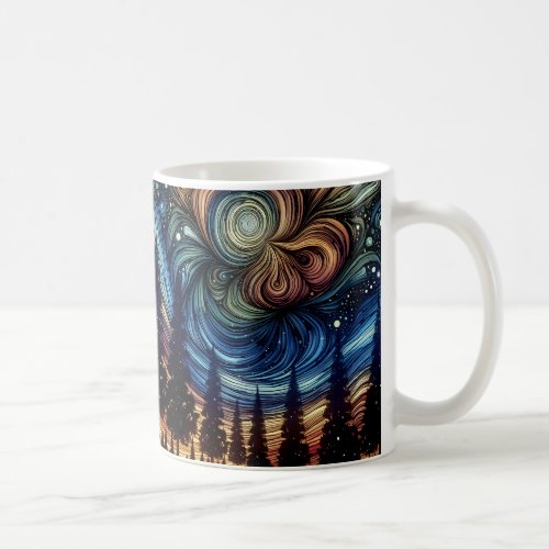 Mystical Ethereal Art with Trees and Night Sky  Coffee Mug