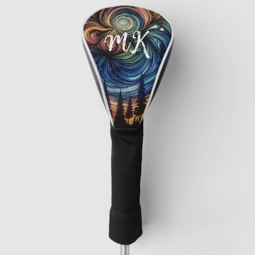 Mystical Ethereal Art with Trees and Night Sky Golf Head Cover