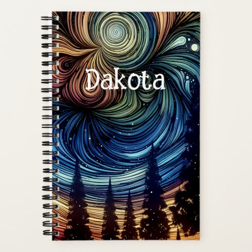 Mystical Ethereal Art with Trees and Night Sky Notebook