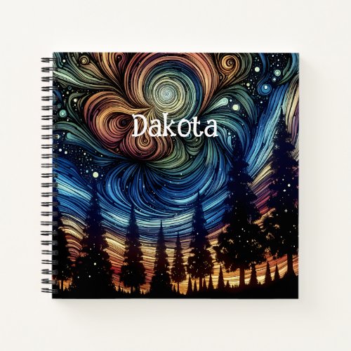 Mystical Ethereal Art with Trees and Night Sky Notebook