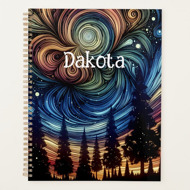 Mystical Ethereal Art with Trees and Night Sky  Planner (Front)