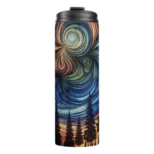Mystical Ethereal Art with Trees and Night Sky  Thermal Tumbler