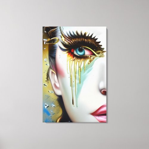 Mystical Ethereal Beautiful Women with Gold Tears Canvas Print