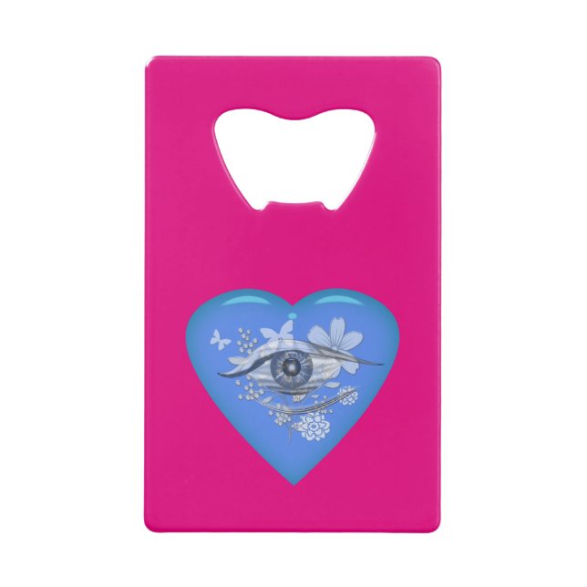 Mystical Eye Floral Heart Credit Card Bottle Opener (Front)