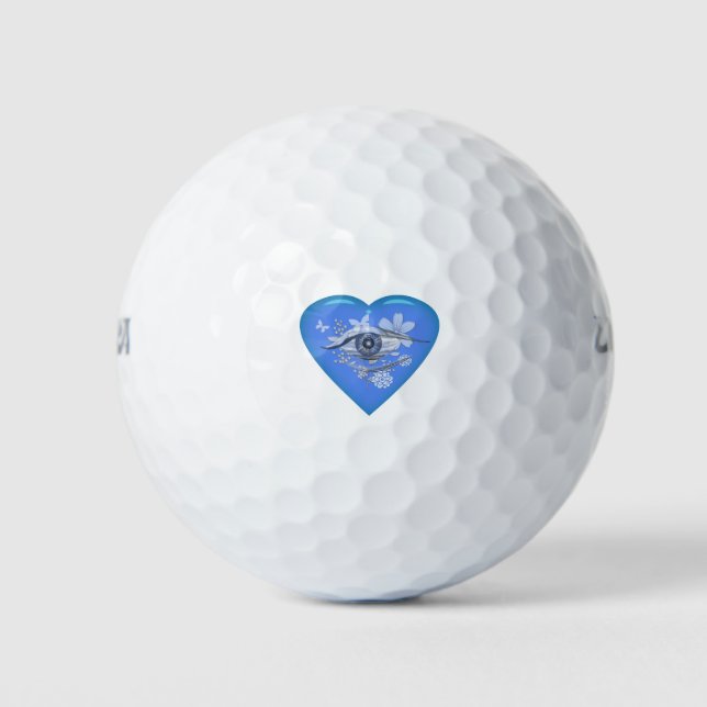 Mystical Eye Floral Heart Golf Balls (Front)