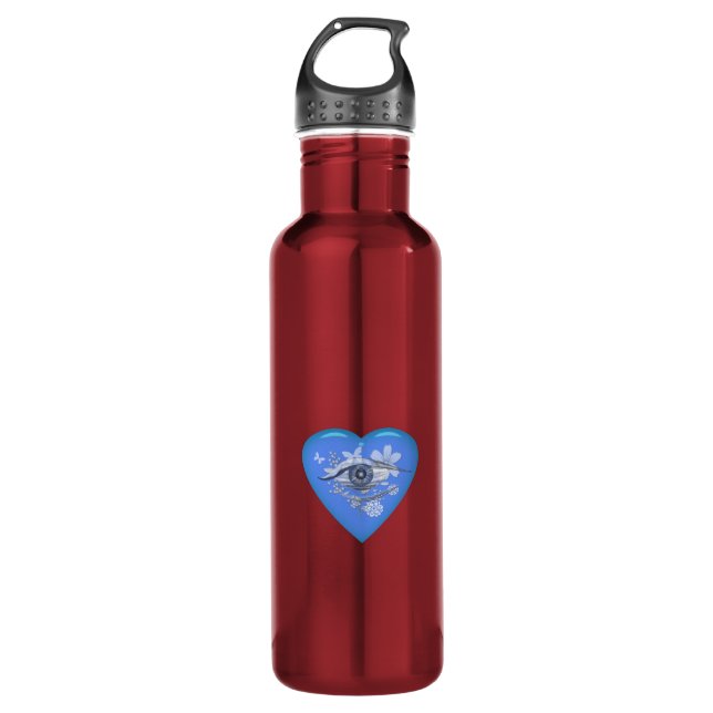 Mystical Eye Floral Heart Stainless Steel Water Bottle (Front)