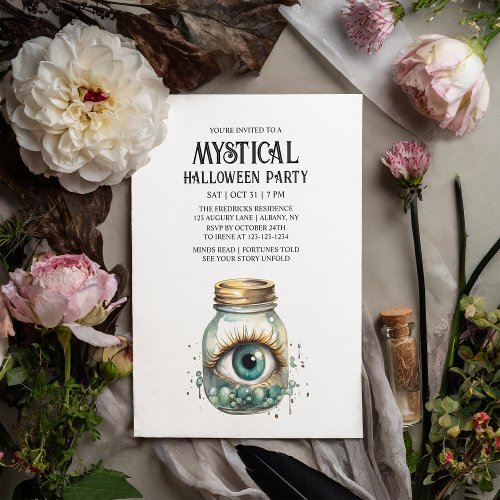Mystical Eye Fortune Spooky Mint Halloween Party Invitation