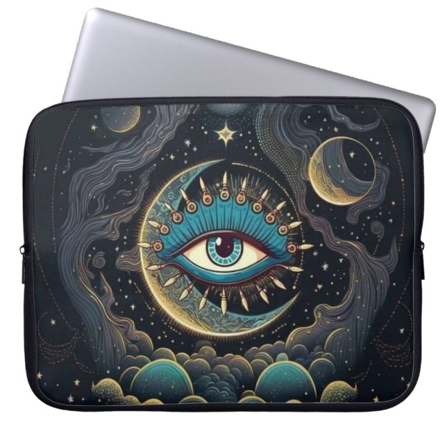 Mystical Eye in the Moon Galaxy Laptop Bag (Front)