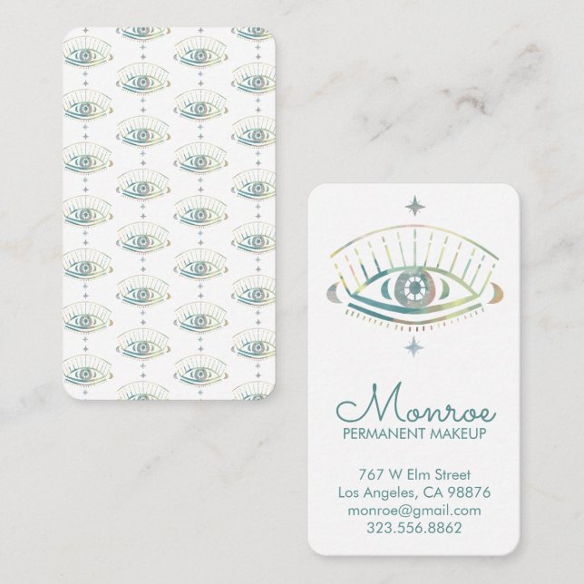 Mystical Eye Magical Boho Colorful Pastel Rainbow  Business Card (Front/Back)