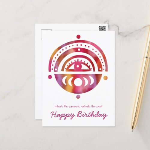 Mystical Eye Moons Inspirational Happy Birthday  Postcard