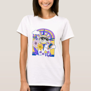 Mystical Eye Rainbow Arch Colorful Floral Boho T-Shirt