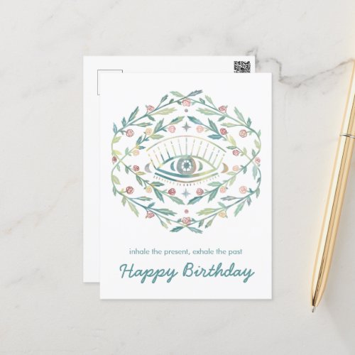 Mystical Eye Roses Inspirational Happy Birthday  Postcard