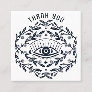 Mystical Eye Roses Magical Boho QR Social THANKS Square Business Card