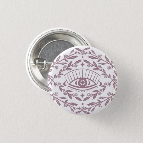 Mystical Eye Roses Vines Magical Boho Button