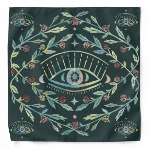 Mystical Eye Roses Vines Magical Boho Colorful  Bandana