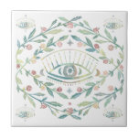 Mystical Eye Roses Vines Magical Boho Colorful   Ceramic Tile<br><div class="desc">This hand made pattern makes an awesome home decor item. Check out my shop for more or let me know if you'd like something custom!</div>