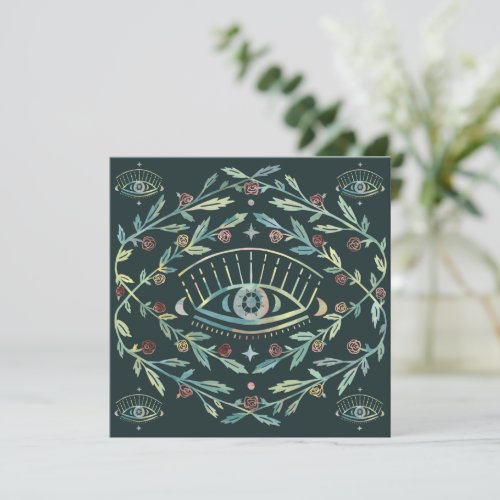 Mystical Eye Roses Vines Magical Boho Colorful  Invitation