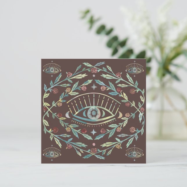 Mystical Eye Roses Vines Magical Boho Colorful Invitation (Standing Front)