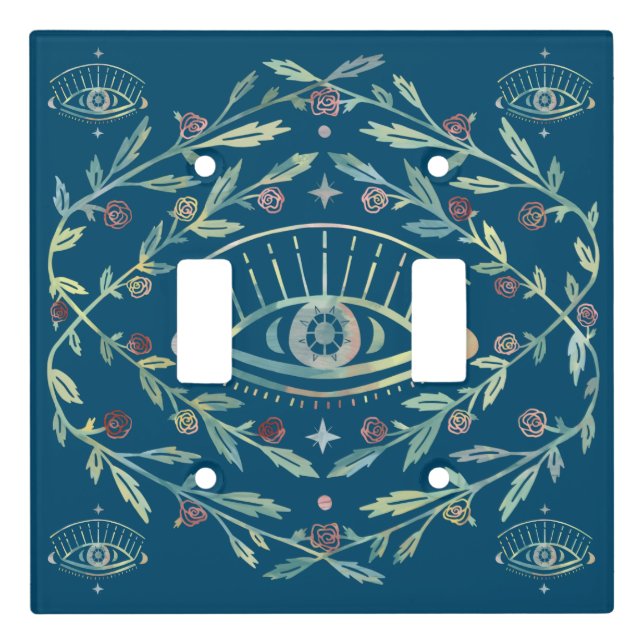 Mystical Eye Roses Vines Magical Boho Colorful   Light Switch Cover (Front)