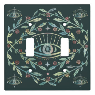 Mystical Eye Roses Vines Magical Boho Colorful Light Switch Cover