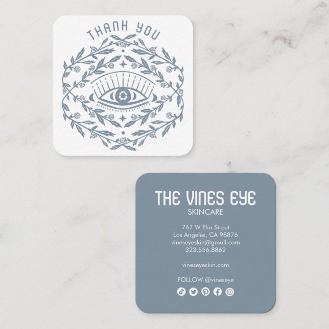 Mystical Eye Roses Vines Magical Boho Order Thanks Square Business Card (Front/Back)