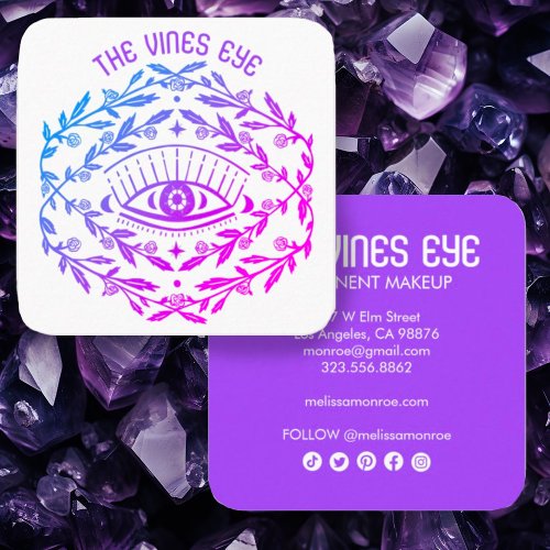 Mystical Eye Roses Vines Magical Boho  Square Business Card