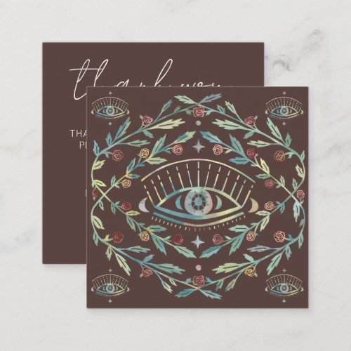 Mystical Eye Roses Vines Magical Boho THANK YOU  Square Business Card