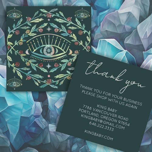 Mystical Eye Roses Vines Magical Boho THANK YOU  Square Business Card