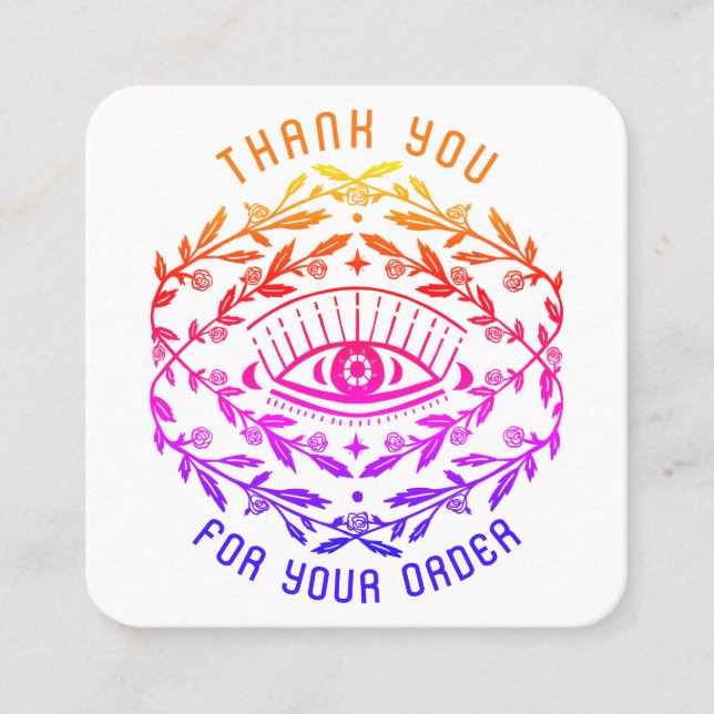 Mystical Eye Roses Vines Magical Order Thank You Square Business Card (Front)