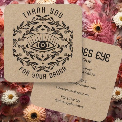 Mystical Eye Roses Vines Magical Order Thank You Square Business Card