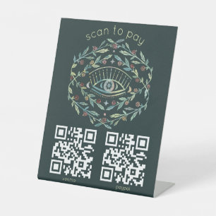 Mystical Eye Roses Vines Magical QR Scan to Pay Pedestal Sign
