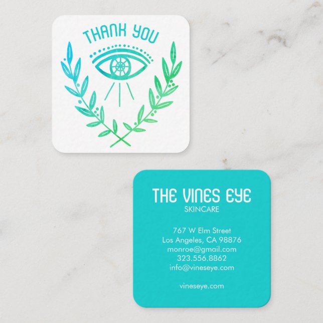 Mystical Eye & Vines Elegant Boho Order Thank You Square Business Card (Front/Back)