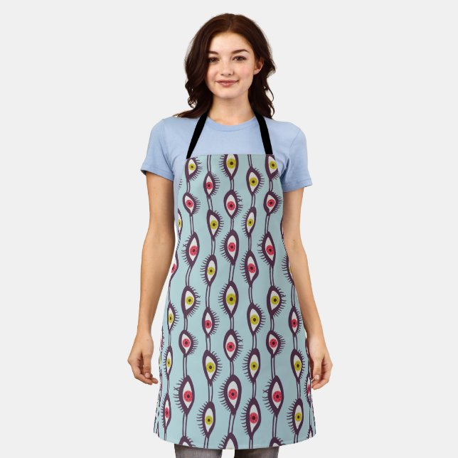 Mystical Eyes Colorful Psychedelic Pattern Apron (Worn)