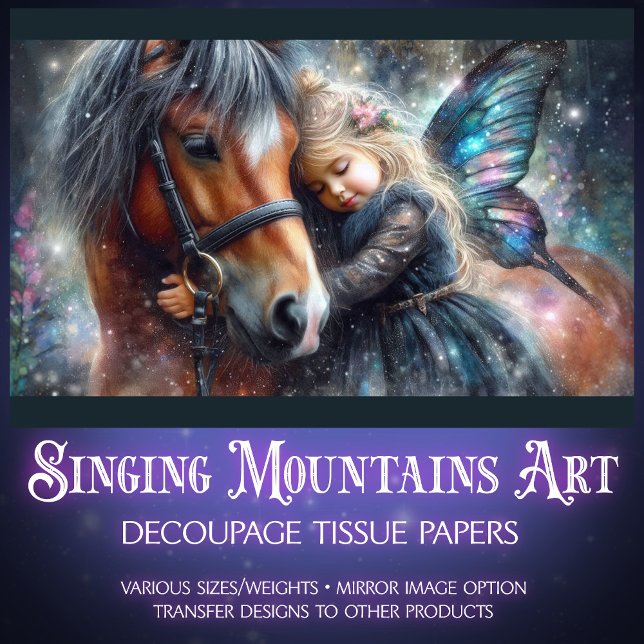 Mystical Fairy Girl and Horse Decoupage  Tissue Paper (Creator Uploaded)