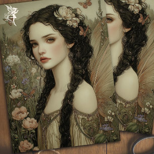 Mystical Fairy with Floral Crown and Butterflies Tissue Paper