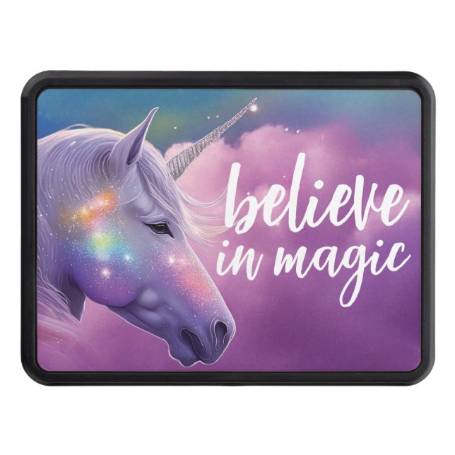 Mystical Fantasy Believe Unicorn Nonbinary Truck Hitch Cover (Front)