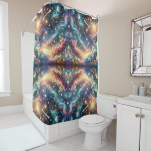 Mystical Fantasy Colorful Celestial Faraway Castle Shower Curtain