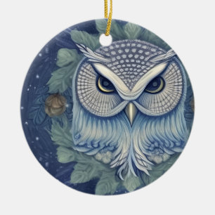 Mystical Fantasy Forest Owl Ceramic Ornament