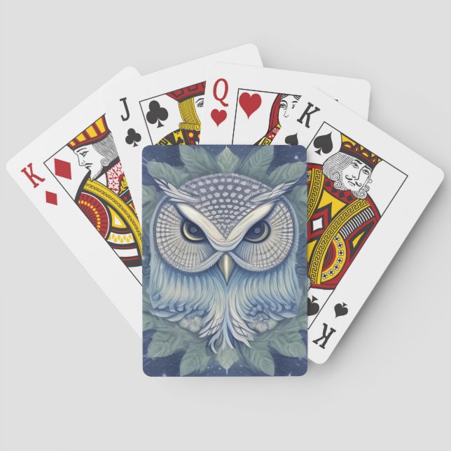 Mystical Fantasy Forest Owl Poker Cards (Back)