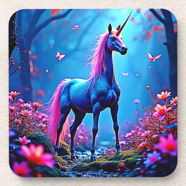 Mystical Fantasy Unicorn Art Beverage Coaster (Front)