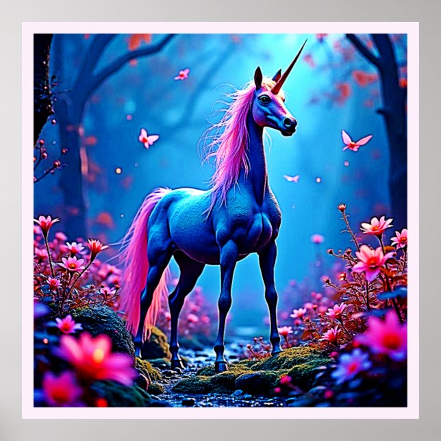 Mystical Fantasy Unicorn Art Poster (Front)