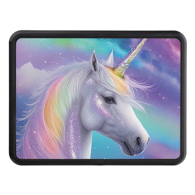 Mystical Fantasy Unicorn Sparkle Nonbinary Truck Hitch Cover (Front)